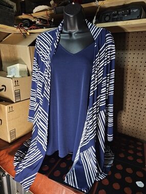 Susan Graver Navy Blue Cardigan & Navy Blue Tank 2x